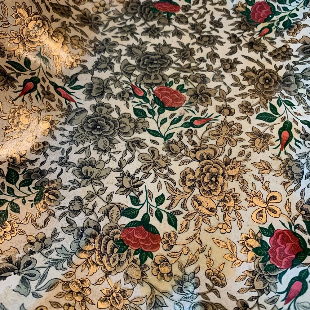 Vintage Scalloped Floral Tray